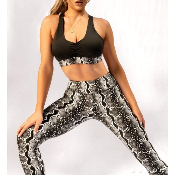 GECKO GRIP LEGGINGS: BLACK MAMBA Snakeskin Pattern Reptile Leggings XL - Picture 2 of 6